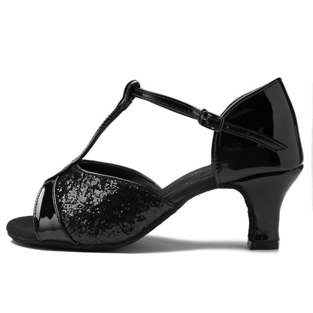 Chaussures de danse pour femme - 5 coloris au choix: noir, or, argent, rose, marron clair - Talons personnalisables: hauteurs disponibles 5 ou 7cm - Dance Store