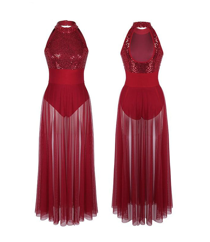 Robe Justaucorps sans manches longue fendue sur 1 côté