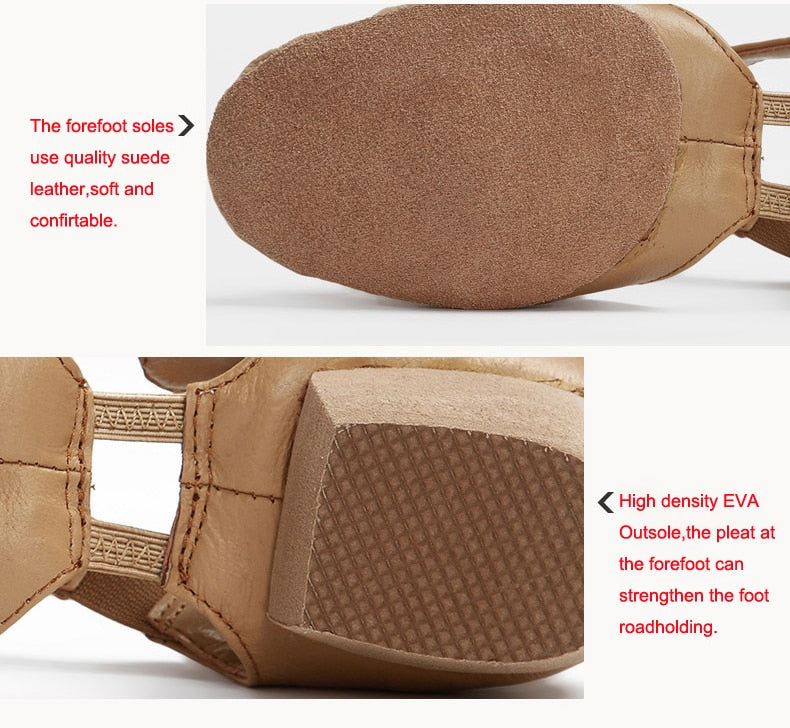 Chaussons de danse - Sneakers en cuir réglable pour danse Jazz avec petit talon pour femme - 3 coloris au choix: noir, chair, tan - Dance Store
