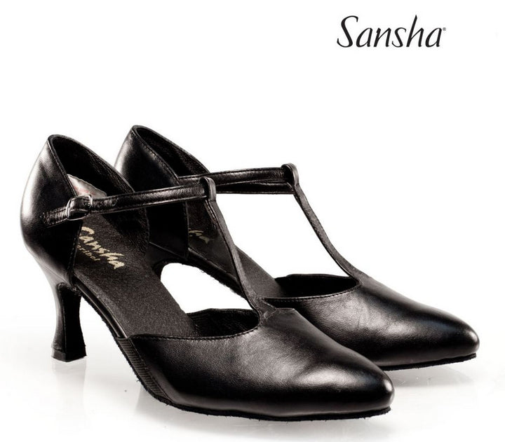 Chaussures de danse fermées en cuir Sansha talons de 7,4cm
